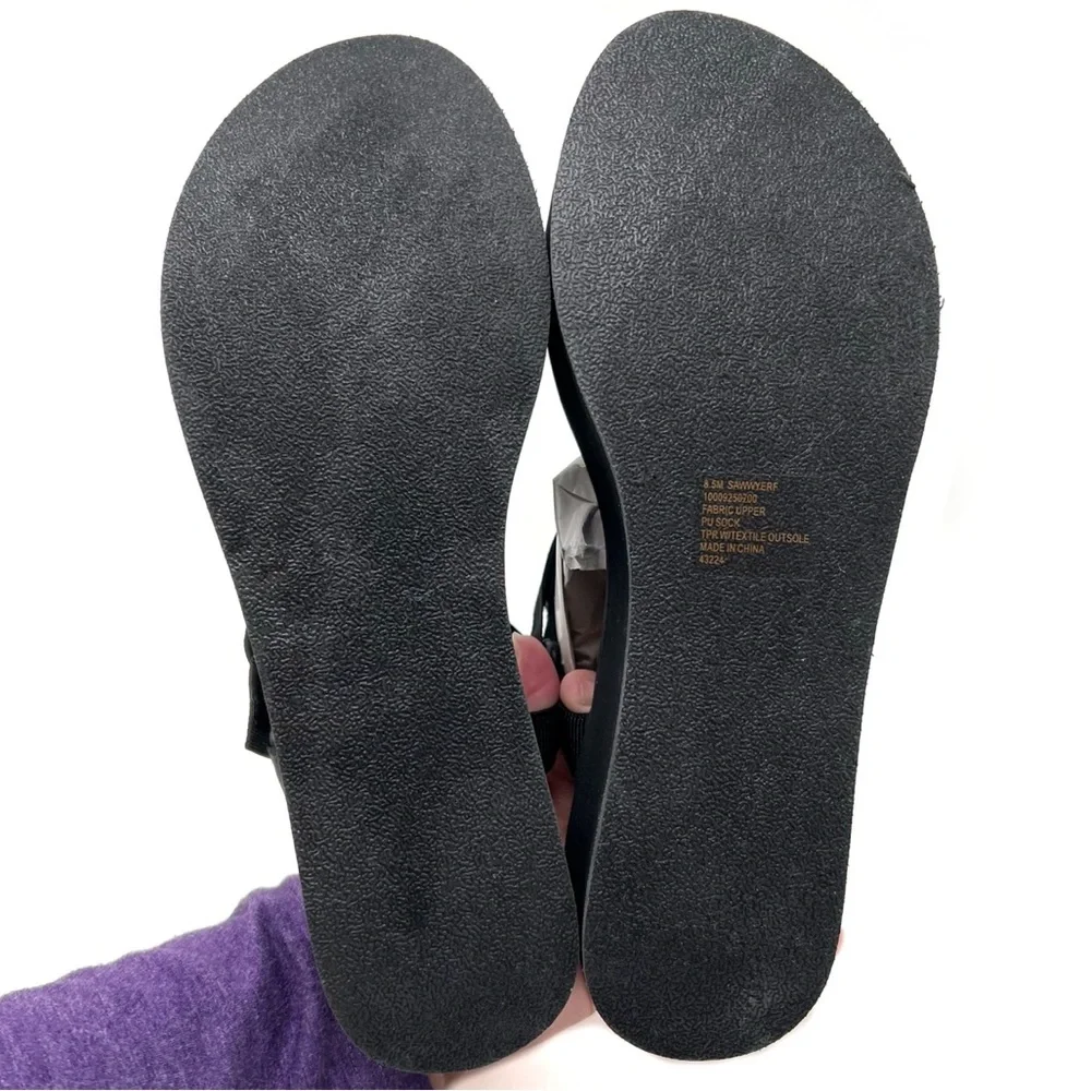 Wild Pair Womens Sawwyer Ankle Strap Slide On Flatform Sandals Black Size 8.5